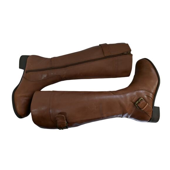 NWOT! NINE WEST! PECAN BROWN GENUINE LEATHER DOUBLE BUCKLE WESTERN BOOTS! SZ 6M - Picture 8 of 11